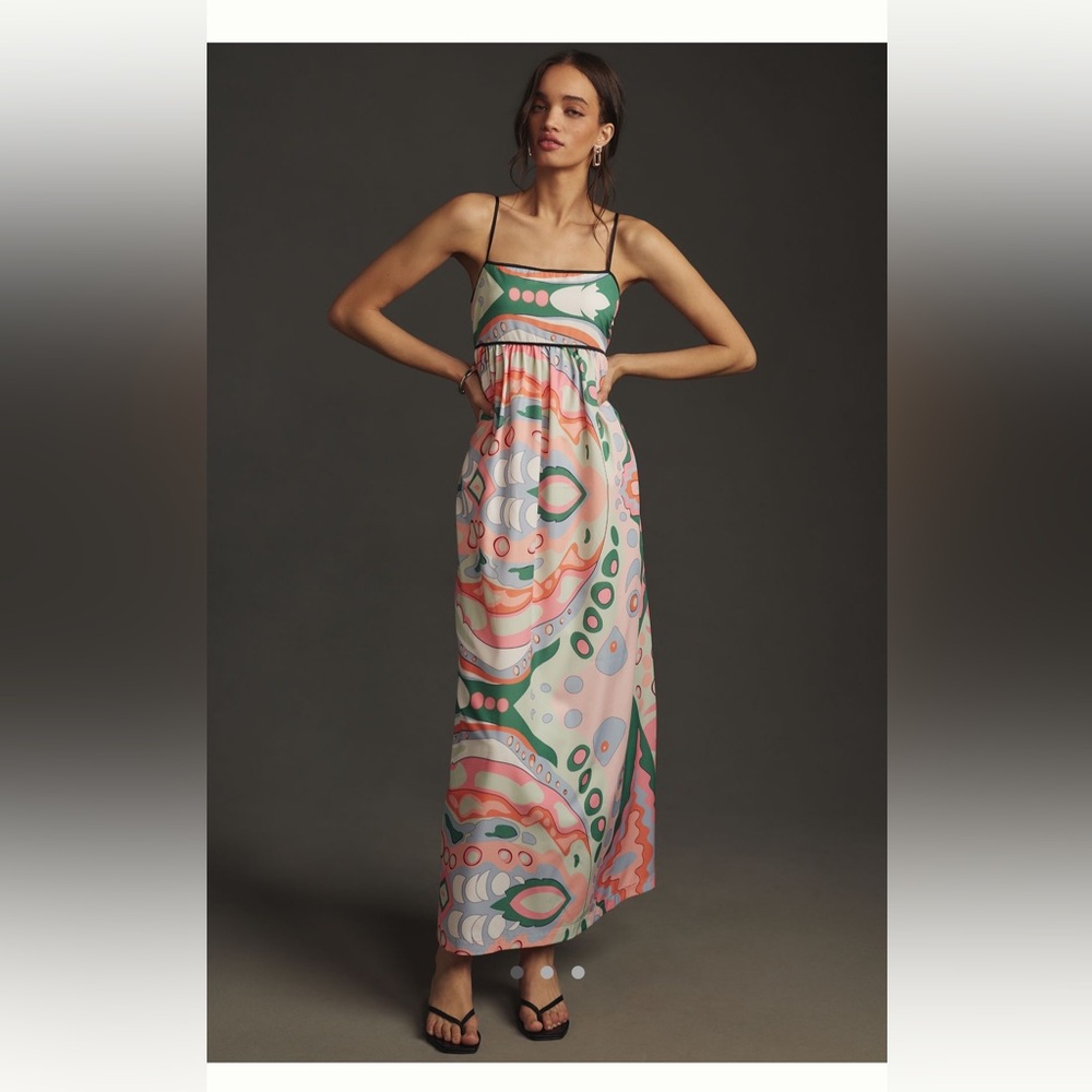 English Factory Sleeveless Square-Neck Babydoll Maxi Dress